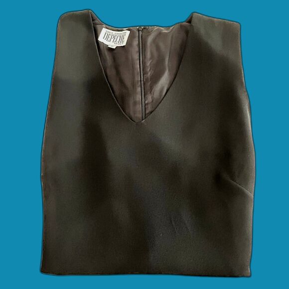 Vintage Depeche Dress Women's Size 16 Color Black Lined Yves Cossette Mode - Picture 3 of 12